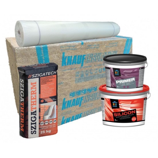 Ásványgyapot szilikon kapart 1.5 mm vakolat hőszigetelő rendszer - 15 cm