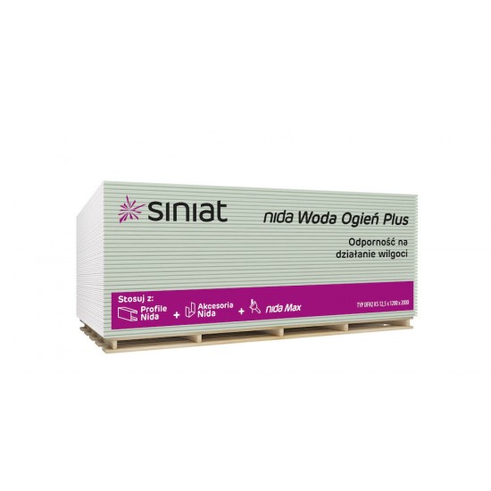 Siniat Nida tűzgátló-impregnált gipszkarton 12.5 mm / 1.2 × 2 m / 2.4 m2